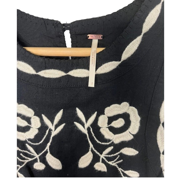 Free People Dress Womens 2 Delightful Birds Of A Feather Embroidered Flare Black - Picture 5 of 16